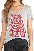 Romwe Letter Print Arc Hem Grey T-shirt