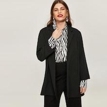 Romwe Plus Plain Split Side Blazer