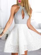 Romwe Sleeveless Color Block High Waist Dress
