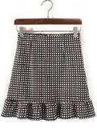 Romwe Plaid Ruffle Fishtail Skirt