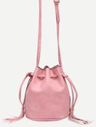 Romwe Tassel Drawstring Bucket Bag - Pink