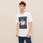 Romwe Guys Tropical & Letter Print Tee