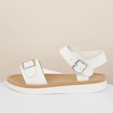Romwe Solid Strap Buckle Closure Platform Sandals