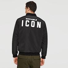 Romwe Guys Zip Up Lettering Back Bomber Jacket
