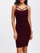 Romwe Crisscross Front Strappy Cami Skinny Dress