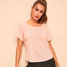 Romwe Strappy Scoop Back Short Sleeve Tee