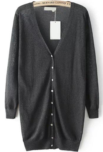 Romwe V Neck With Buttons Knit Black Cardigan