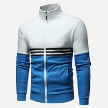 Romwe Men Color Block Striped Jacket