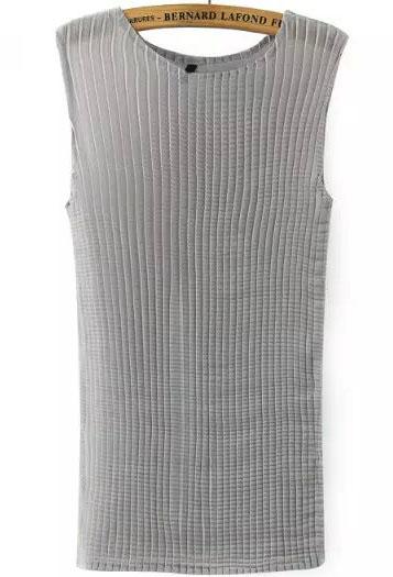 Romwe Pleated Grey Tank Top