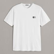 Romwe Guys Letter Embroidered Patched Tee