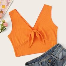 Romwe Knot Detail Crop Top