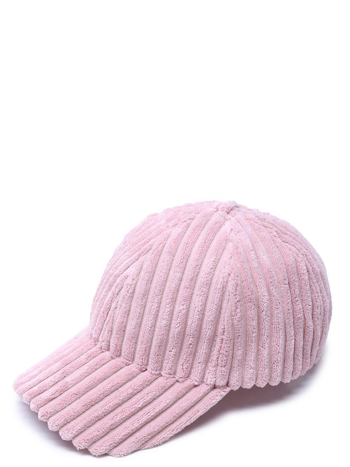 Romwe Pink Thick Corduroy Warm Baseball Cap