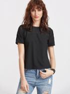 Romwe Black Mesh Insert Short Sleeve T-shirt
