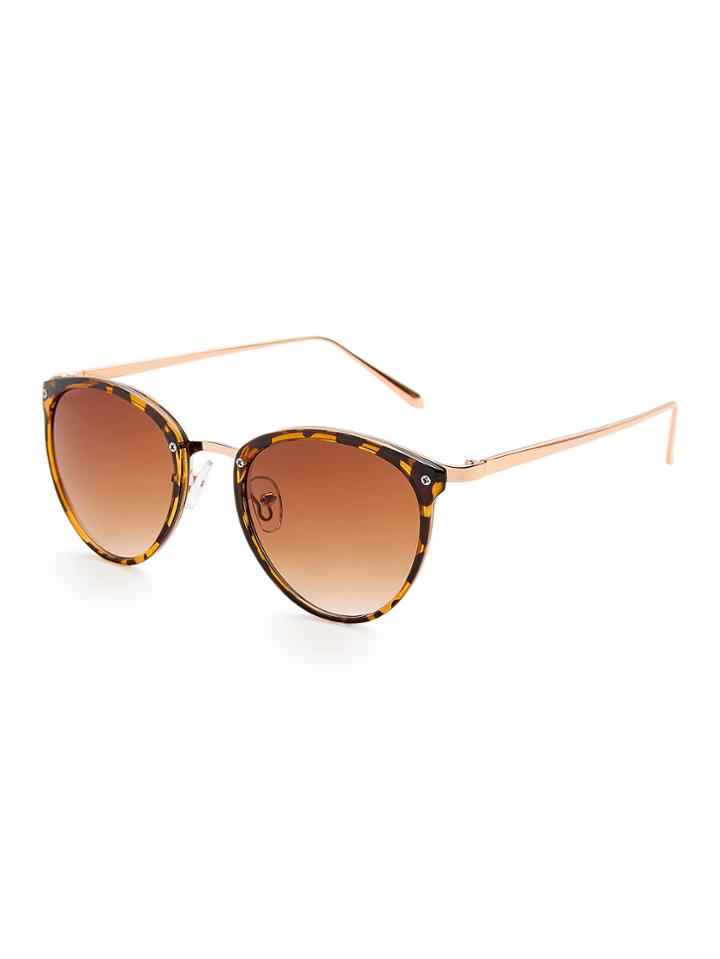 Romwe Leopard Frame Oval Lens Sunglasses