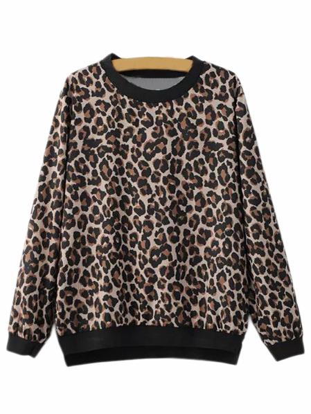 Romwe Dip Hem Split Side Leopard Print Blouse