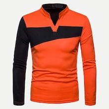 Romwe Men Cut And Sew Polo Shirt