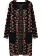 Romwe Round Neck Zigzag Pockets Black Coat