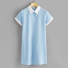 Romwe Contrast Collar Shirt Dress