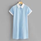 Romwe Contrast Collar Shirt Dress