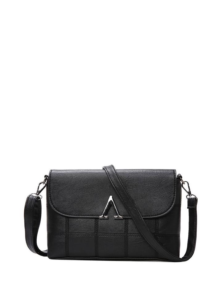 Romwe Metallic Decorated Flap Shoulder Bag