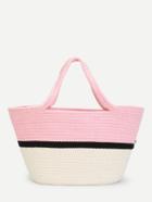 Romwe Color Block Straw Tote Bag