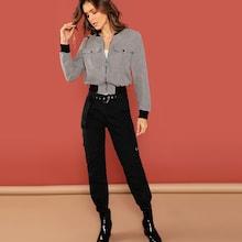 Romwe Zip Up Flap Pocket Jacket
