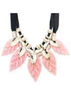 Romwe Popular Shourouk Style Plastic Leaf Shaped Pink Women Statement Necklace