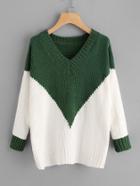 Romwe Two Tone Chevron Jumper