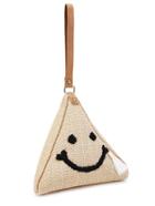 Romwe Face Print Triangle Straw Pouch Bag