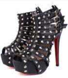 Romwe Black Double Platform High Heel Suede Shoes