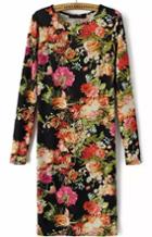 Romwe Vintage Multicolor Floral Knit Dress