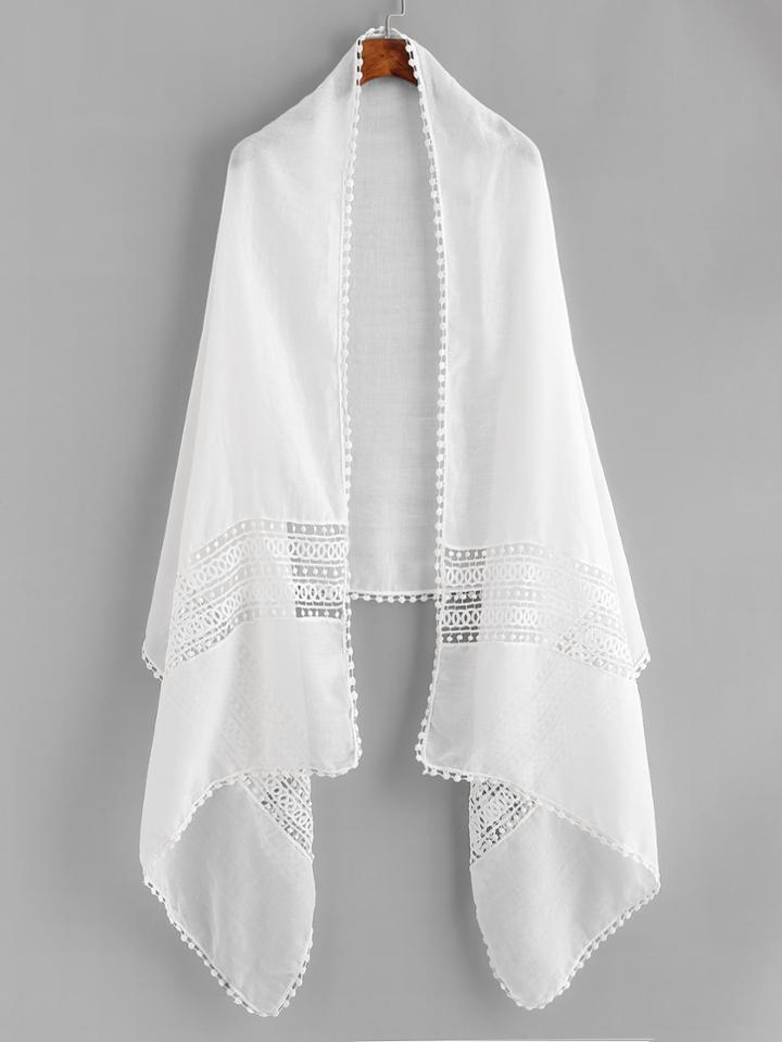Romwe Crochet Detail Lightweight Scarf