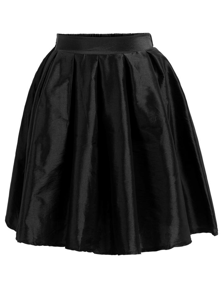 Romwe With Zipper Flare Black Skirt