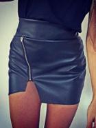 Romwe High Waist Asymmetrical Bodycon Skirt