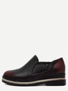 Romwe Burgundy Faux Leather Elastic Mixed Espadrille Shoes