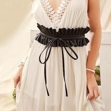 Romwe Self Tie Wrap Around Ruffle Corset Belt