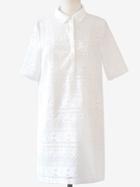 Romwe White Lace Insert Shirt Dress