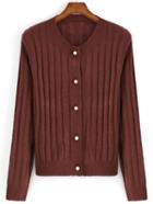 Romwe Round Neck Buttons Cardigan