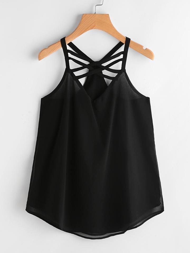 Romwe Strappy Front Cami Top