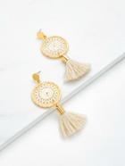 Romwe Knit Detail Tassel Drop Earrings