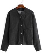 Romwe Long Sleeve Pockets Buttons Jacket