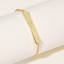 Romwe Letter Engraved Bar Adjustable Chain Bracelet 1pc