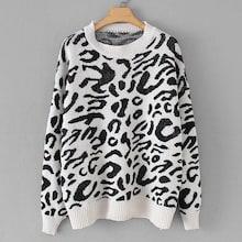 Romwe Drop Shoulder Leopard Print Jumper