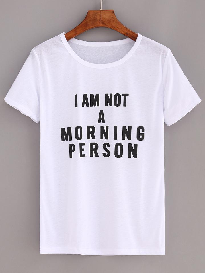Romwe White Letters Print Long T-shirt
