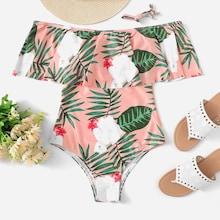 Romwe Random Tropical Flounce Swimsuit