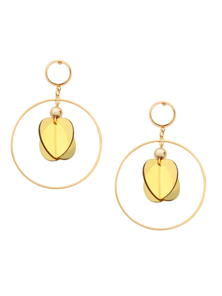Romwe Gold Sequin Drop Hoop Earrings