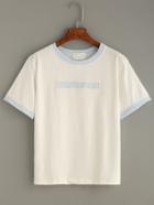 Romwe White Contrast Trim Letter Embroidered Patch T-shirt