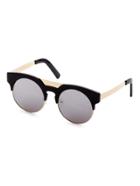 Romwe Black And Gold Frame Round Sunglasses