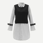 Romwe Striped Blouse With Vest