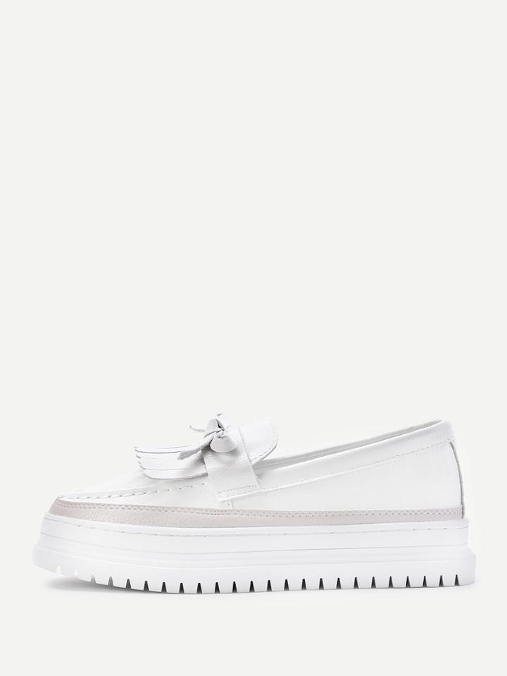 Romwe Bow And Fringe Design Pu Shoes